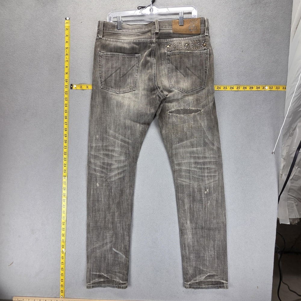Neighborhood Jeans Mens 34x32 Gray Selvedge Thrashed Narrow Studded Made Japan View 2